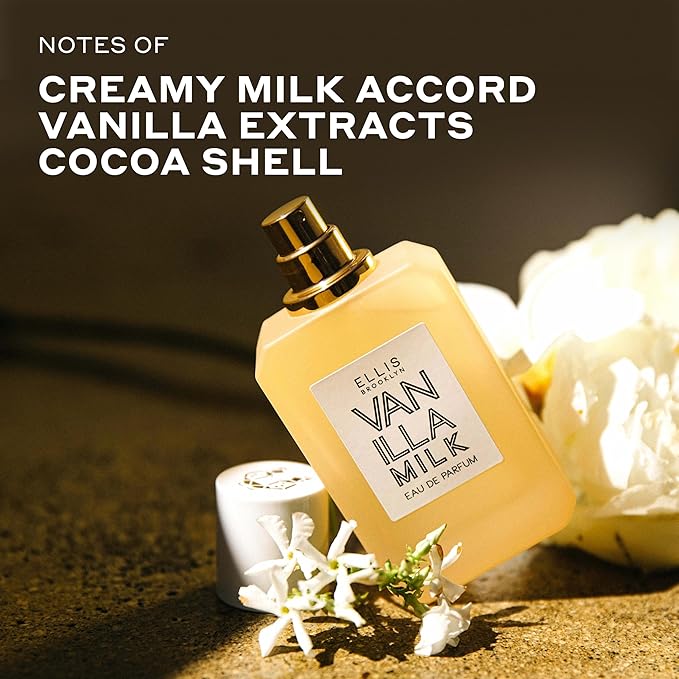 Ellis Brooklyn Vanilla Milk Eau de Parfum – Gourmand Creamy Milk, Bourbon Vanilla & Sandalwood, Perfume for Women – Vegan, Cruelty-Free Paraben-Free, Made in the USA, 50ml / 1.7oz