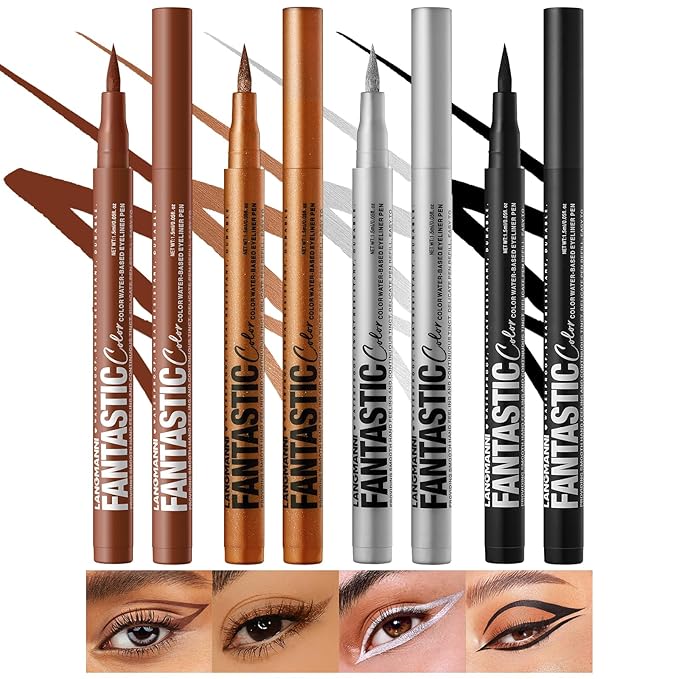 LANGMANNI 4 Colors Matte Liquid Eyeliner Set, Neon Colorful Pigmented With Long-lasting, Smudgeproof & Waterproof Eye Liner Makeup for Bold & Stunning Looks - Gift for Girls(9+10+11+12)