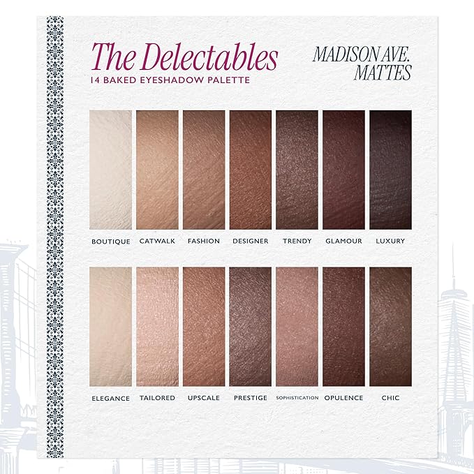 LAURA GELLER NEW YORK The Delectables Madison Ave Mattes Eyeshadow Palette - Includes 14 Matte-Finish Baked Eyeshadows in Stunning Neutral Shades - Long-Lasting Creamy Eyeshadows for Everyday