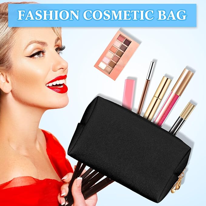 Kigeli 15 Pcs Aesthetic Makeup Bags PU Leather Cosmetic Pouches Waterproof Plain Toiletry Bags Makeup Pouches Bulk for Women Party Gift Travel Storage Organizer (Black)