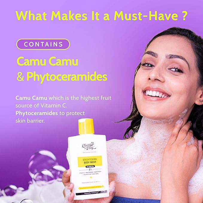Chemist at Play Brightening Body Wash|Glowing Skin Vitamin C Bodywash | Helps to Reduce Fades Dark Spots, Evens out Skin Tone | Alpha Arbutin| 30X Vitamin C with Camu Camu |For Women & Men | 8 Fl oz