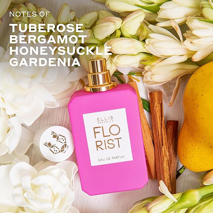 Ellis Brooklyn FLORIST Eau De Parfum - Fresh Floral Perfume For Women with Italian Bergamot, Tuberose, & Cedarwood, Vegan Perfume Made In The USA, 50ml / 1.7oz