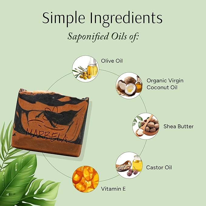 Marbela Cosmetics Pumpkin Spice Handmade Soap Bar - Made in USA, Vegan Friendly, Palm Oil Free, Natural Bar Soap - Gentle Face & Body Soap for Daily Skin Care, Moisturizing & Nourishing - 3.5 oz