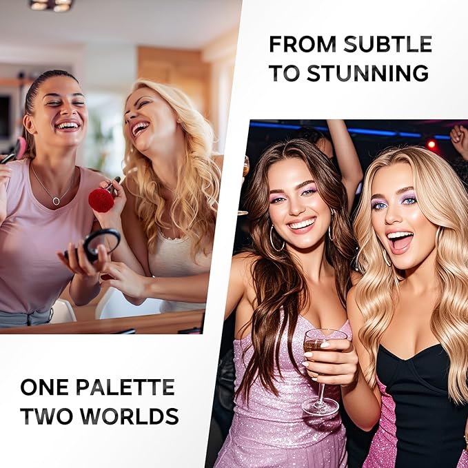 Color Nymph Eye Makeup Palette, Nudes Eyeshadow Pallet with Matte Shimmer & Glitter Chameleon Finishes, Travel-Friendly Compact with Mirror & Brush, High-Pigment & Long-Lasting (Smoky Neutral)