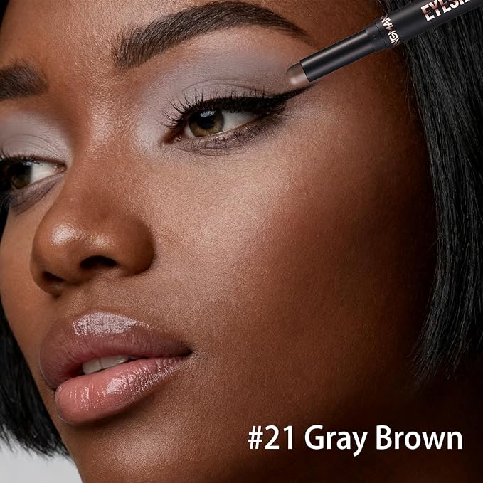 Matte Cream Eyeshadow Stick, Waterproof Eye Shadow Stick, Long-Lasting and Blendable High Pigmented Single Eyeliner Makeup for Women, 21 Gray Brown