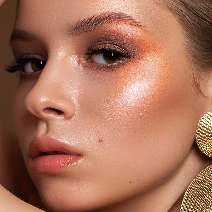 Boobeen Blush and Highlighter Palette- 4-color Metallic Shimmer Shadow Powder, Illuminator Makeup Set for Shading, Highlighting & Defining the Face