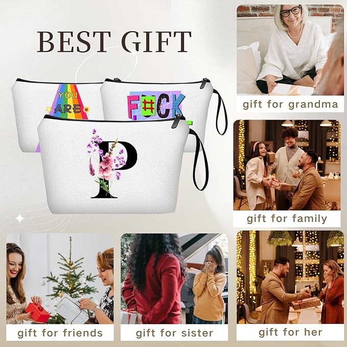 Happy Birthday Friendship Womens Bridesmaid Coolest Gifts for Sister Teacher Coworkers Personalized Travel Makeup Cosmetic Bag with Mirror Valentines Mothers Day Christmas Graduation P