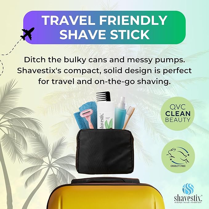 Shavestix Shaving Cream Stick 2.75 Oz - Travel Size Toiletries for Women | Coconut Milk Based Razors, Shavers Friendly Hair Removal Cream Shave Bar | Sub Shaving Gel, Soap, Foam