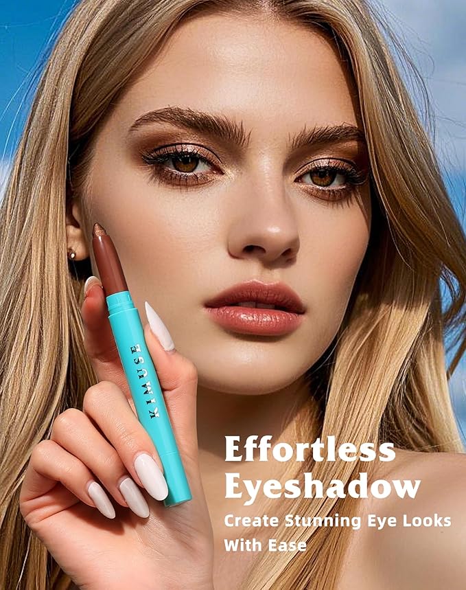 KIMUSE Eyeshadow Stick 4 Colors Set, 3-in-1 Eye Brightener Stick, Long Lasting, Waterproof, Buildable Color, Natural Glow for Daily & Party Makeup