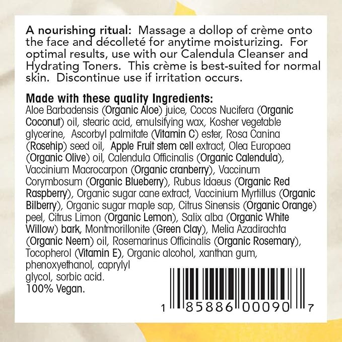 Calendula + Vitamin C Brightening Face Cream – Hydrating, Firming, Antioxidant-Rich Moisturizer – Lightweight, Non-Greasy, Non-GMO, No Parabens or Sulphates – 2 oz Jar