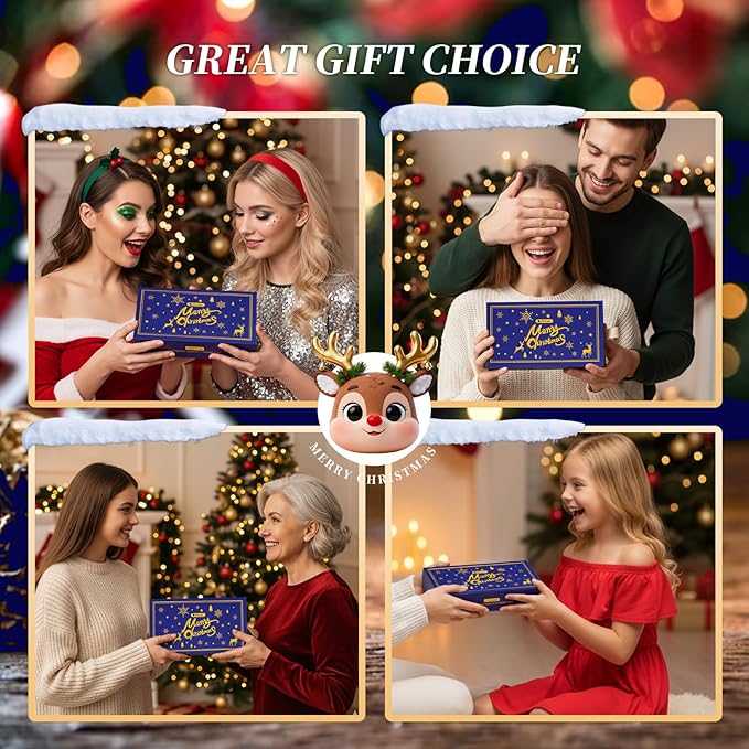 DUcare Christmas Makeup Brushes Set 6Pcs Makeup Brush Set Premium Synthetic Kabuki Foundation Blending Face Powder Blush Concealers Eye Shadows Brushes