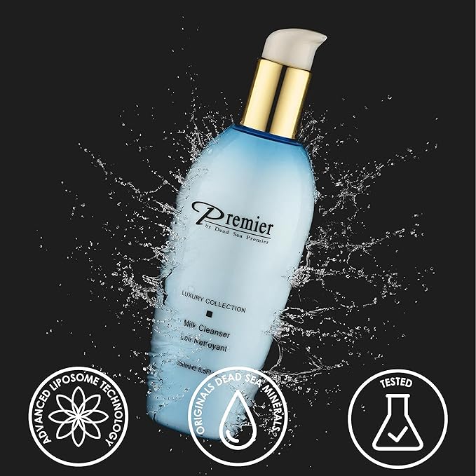 Premier Dead Sea Cleansing Milk, gentle face Cleanser & Make-up remover milk cleanser for face, sensitive and all Skin types, Classic collection skin care 8.45fl oz