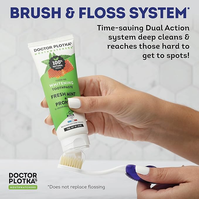 MOUTHWATCHERS Soft Flossing Folding Travel Toothbrush, Red, Ultra Clean, Good for Sensitive Teeth and Gums, by Dr. Plotka's