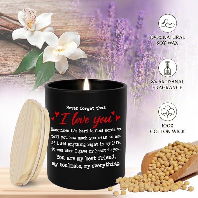 TEEZWONDER Christmas Anniversary Wedding Gifts for Couple - Long Lasting Vanilla Lavender Candle 10 oz - Romantic Gifts for Him Her, Wedding Gift for Women Men, Boyfriend Husband Birthday Gift Ideas