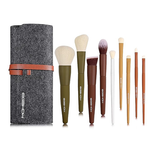Makeup Brushes, EIGSHOW 5 Colors Essential Kabuki Makeup Brush Set with Ultra Soft Synthetic Fibers for Powder Blush Concealers Contouring Highlighting