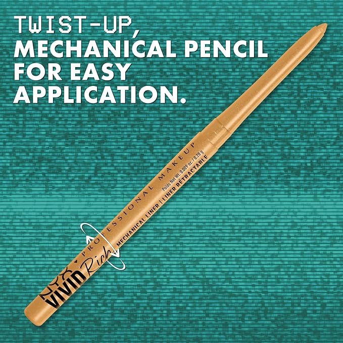 NYX PROFESSIONAL MAKEUP Mechanical Eye Pencil, Vivid Rich Mechanical, Creamy Retractable Eyeliner - Truffle Diamond, Pewter Eyeliner