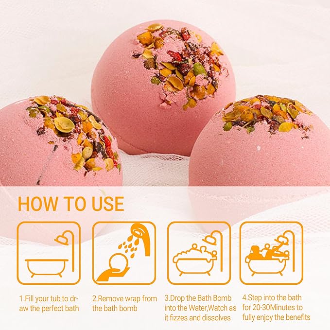 Bath Bombs for Women Spa Gift Set with Silk Tree Flower Essential Oils Sea Salt Moisturizing Relaxing Birthday Gift for Her Bubble Bath Skincare Relaxation Aromatherapy Gifts 1 Pack