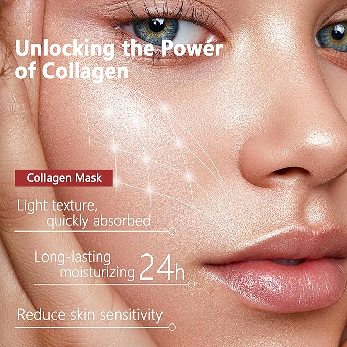 5PCS Bio-Collagen Face Mask, Collagen Mask Overnight, Hydrating Overnight Hydrogel Mask, Hydrating, Firming, Pore Minimizing, Elasticity Improvement, for All Skin Types, Christmas Gifts for Women