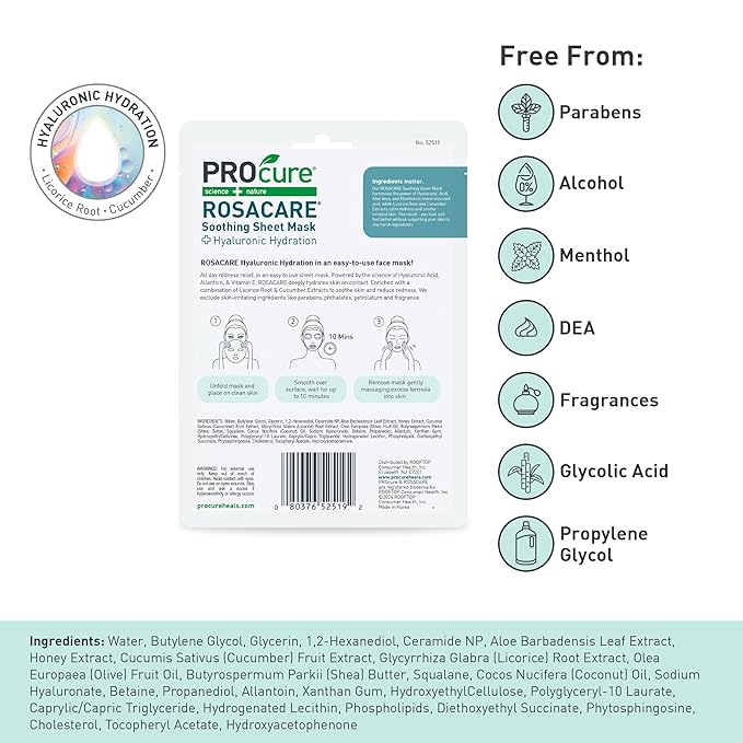 Procure Rosacare Sheet Face Mask - 5 Pack