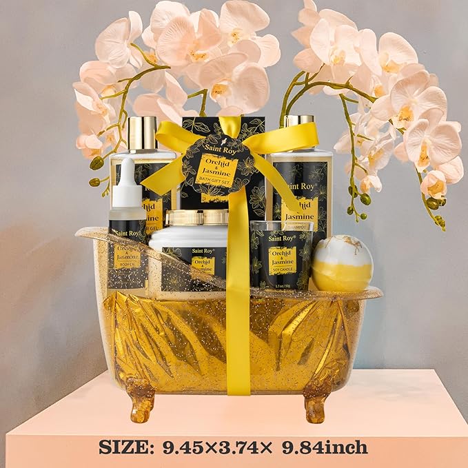 Fathers Day Gifts for Men Dad gift Spa gift basket Body & Skin Care Set, Spa Kit, Self-care Gifts, Spa Collection Gift Basket, Orchid Jasmine Bath and Body Gift Pampering Spa Gifts Mother's Day Gift