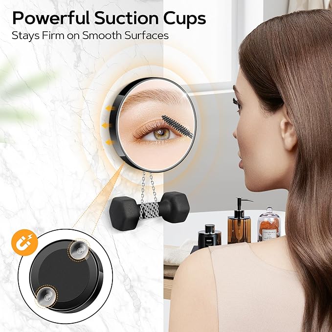 MIYADIVA Magnifying Mirror 40X/30X/20X, 3.5 Inch Round Compact Mirror with Suction Cup, 2Ps Stainless Steel Tweezers, Perfect for Makeup, Eyebrows, Beards, Travel