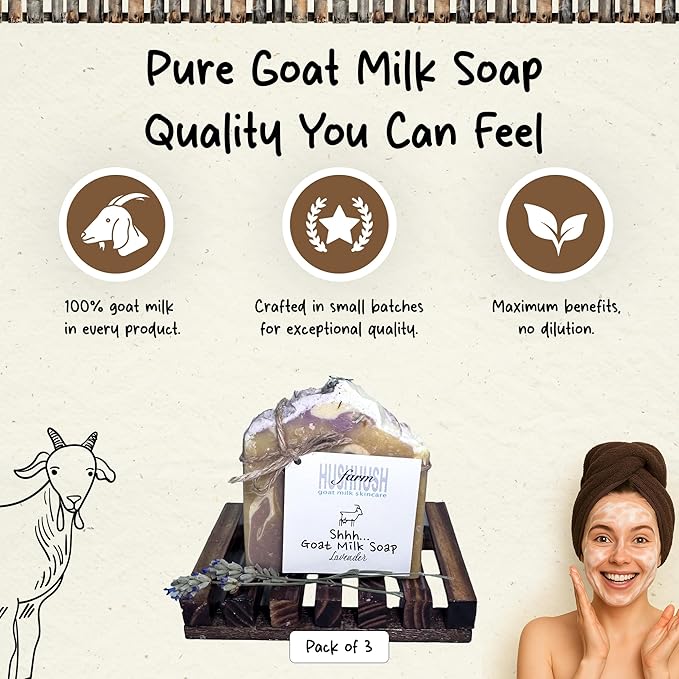 Goat Milk Soap Bar for Face & Body | Lavender Soap with Essential Oils & Fragrance Oils | Moisturizing Vitamin-Rich Skincare – Lavender 3 Pack