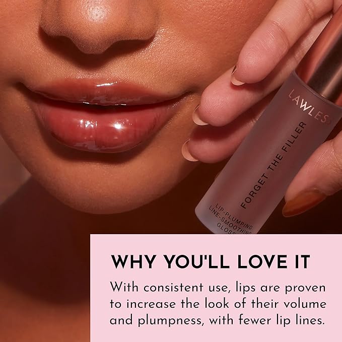 Lawless Women's Forget The Filler Lip Plumper Line Gloss, Maple Sugar, Brown, 0.11 Fl Oz (Pack of 1)