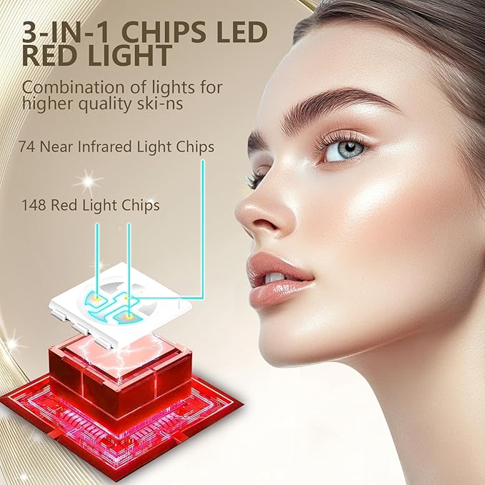 Red Light for Face, 660nm Red Light and 850nm Near Infrared LED Face Light with Dual Driver Option, Suitable for Travel and Home Use