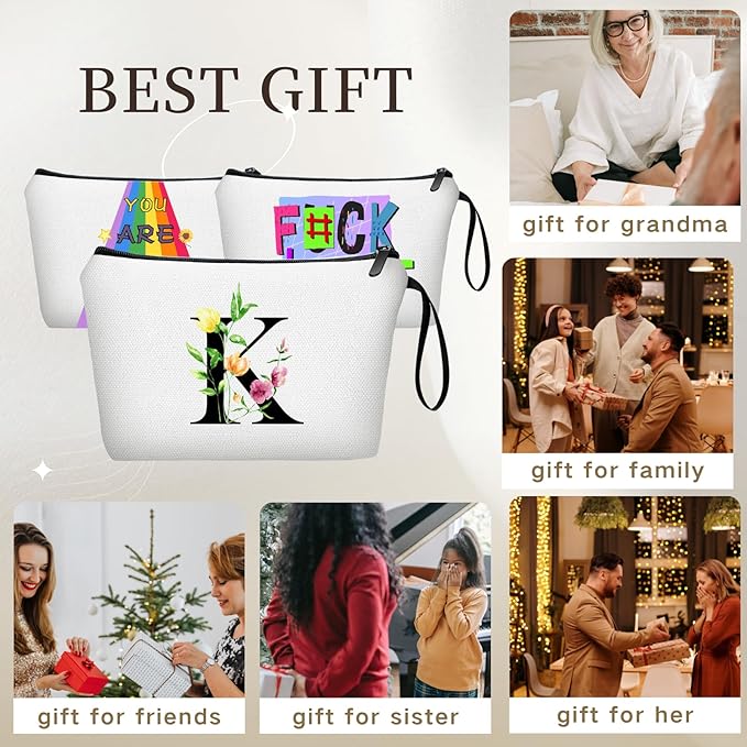 SEAMOON Mom Birthday Thank You Appreciation Gifts for Women Aunt Teacher Coworkers Bride Bridesmaid Monogrammed Travel Makeup Cosmetic Bag with Mirror Valentines Mothers Day Christmas Graduation K