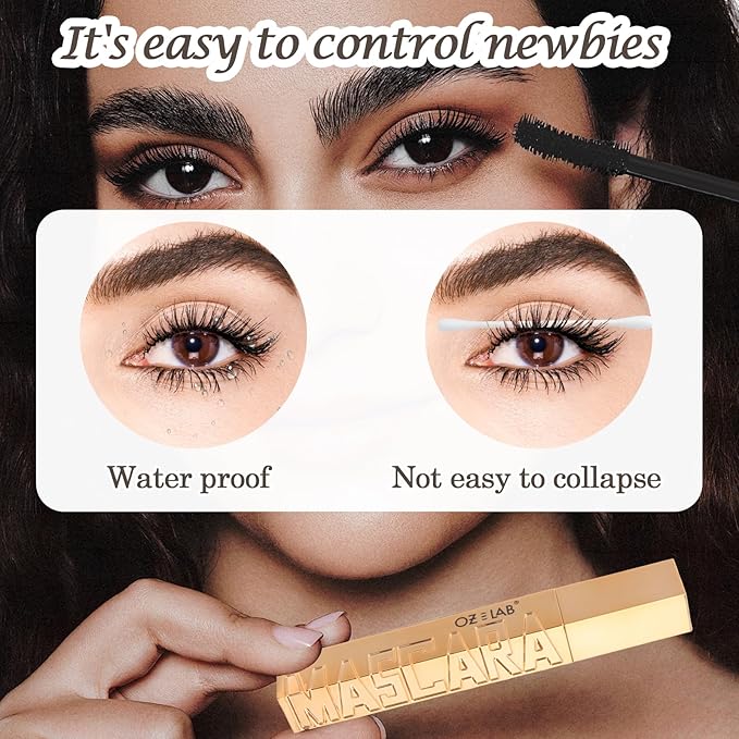 Fiber Volume Mascara – Waterproof, Smudge-Proof, Long-Lasting, Black, Fiber-Infused for Maximum Volume & Length, 0.42 oz/12 ml