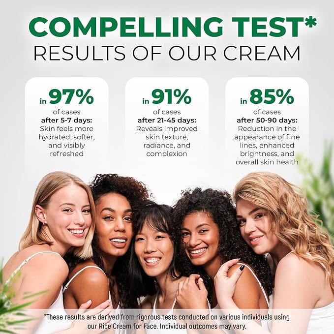 Rice Cream for Face - Organic Rice Ceramide Moisturizing Cream with Hyaluronic Acid - Natural Rice Eye Cream - Vegan Facial Essence - Face Cream