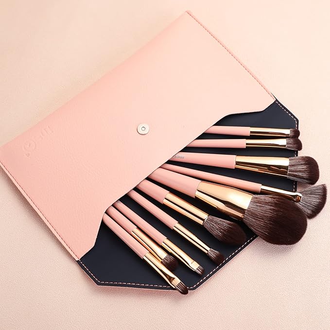 MSQ Make Up Brushes 10Pcs Makeup Brush Set Foundation Brush Blending Brush (Pink)