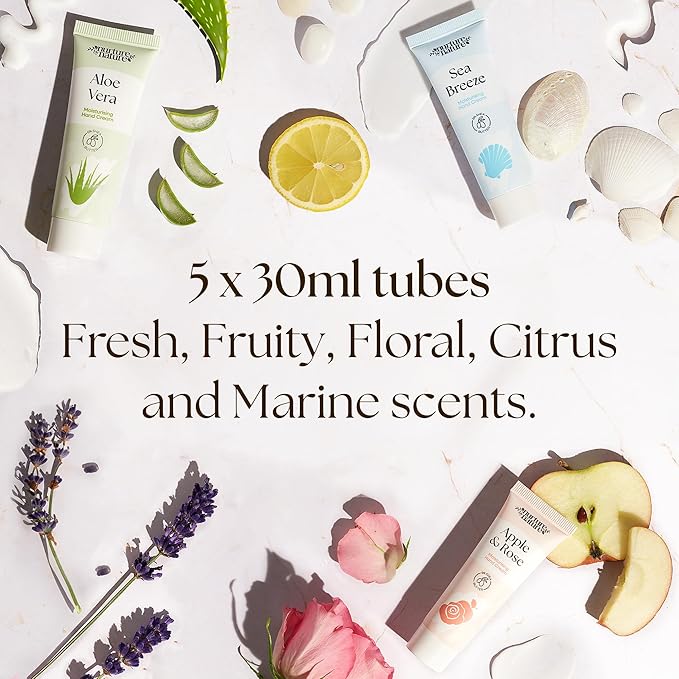 Hand Cream Gift Set from Nurture by Nature, 5pcs, Mothers Day Gifts, Hand Lotion Travel Size, Enriched with 6% Shea Butter & Glycerin, Hand Cream for Women, Dry Skin, Hand Lotion Gift Set for Women