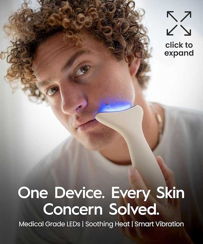 REVO Genie | 3-in-1 Face & Neck Beauty Massager with Heat, 3 Light Therapies, Smart Vibration | Powerful Red Light, Blue Light, and Green Light Therapy for Wrinkles, Hyperpigmentation, Acne & More