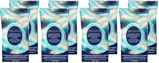 Pacifica Beauty Coconut Milk & Essential Oils Underarm Deodorant Wipes, Helps Remove Odor, Aluminum-Free, Vegan & Cruelty-Free (Pack of 8) | 240 wipes Total