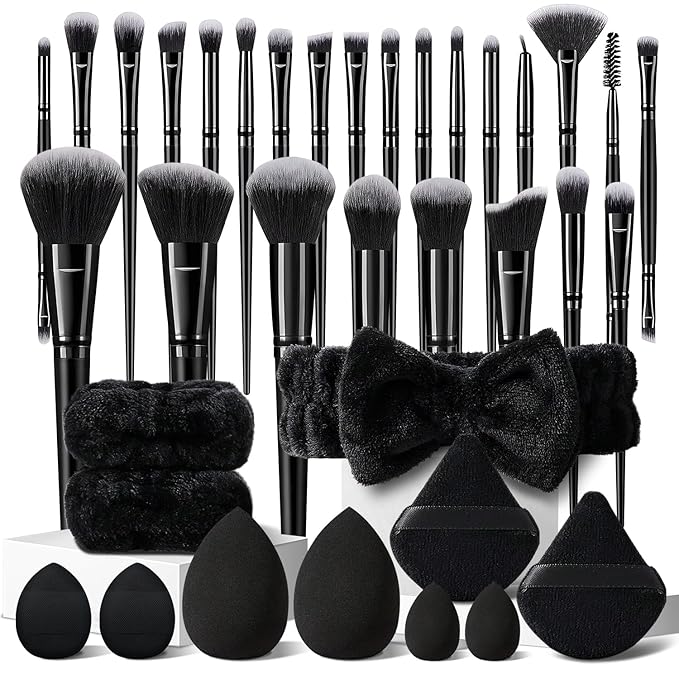 36Pcs Black Makeup Brushes Set Professional Makeup Kit Multi-functional Makeup Tool Set with Facial Makeup Accessories, Foundation Makeup Brush Kit Eye and Face Make up Brushes & Tools
