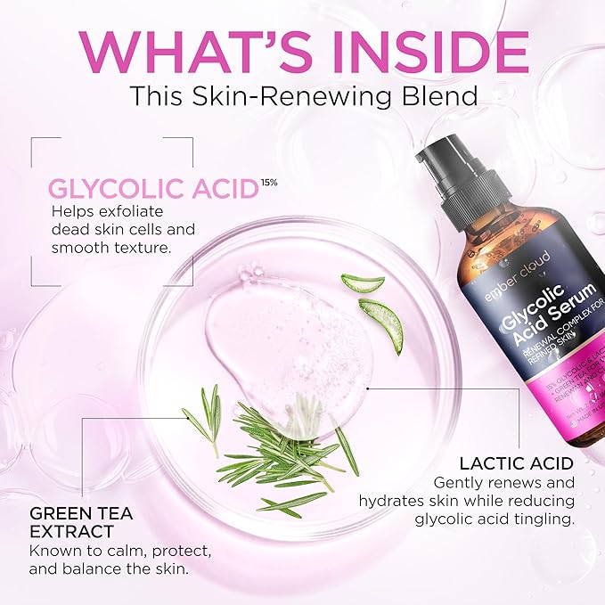 Glycolic Acid Serum for Face 15% - Extra Large Size (2 Oz) - Advanced Formula to Support Skin Radiance, Addressing Uneven Tone & Fine Lines