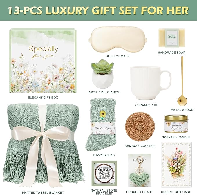 Get Well Gifts for Women Self Care Gifts, Sympathy Gift Baskets Spa Gifts Set, Thinking of You Inspirational Christmas Birthday Gifts for Mom Her Friend Sister Wife Girlfriend