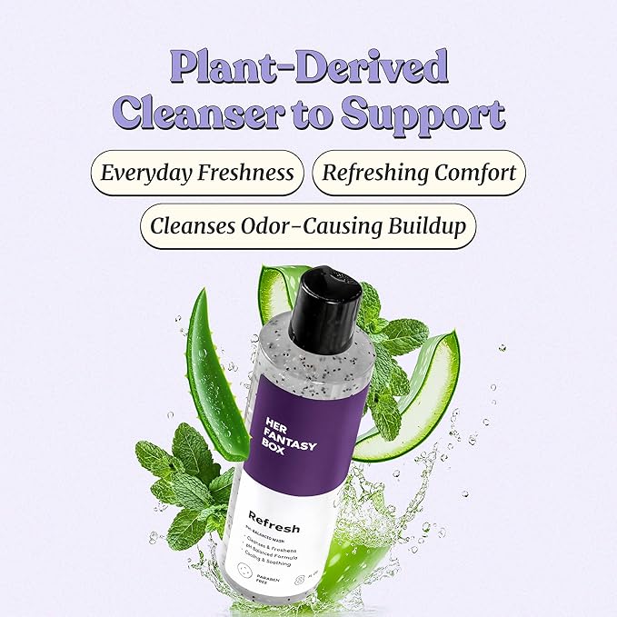 Her Fantasy Box | Refresh pH Balancing Shower Gel - Natural Feminine Hygiene Solution for Gentle Cleansing, Odor Control, and Skin Nourishment - pH-Balanced Formula for All Skin Types (8 oz)