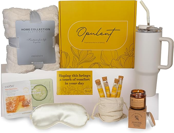 Self Care Gifts for Women, Birthday Gift Baskets for women, Care Package Specially for You Gift Box Women Hug in a Box for Her Unique Presents Get Well Gifts Luxury Spa Set Cozy Blanket 40oz Tumbler