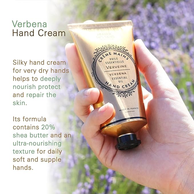Panier des Sens - Hand Cream for Dry Cracked Hands - Verbena Hand Lotion with Shea Butter & Olive Oil - Vitamin E Skin Moisturizer with 97% Natural Ingredients - Made in France, 2.5 fl oz