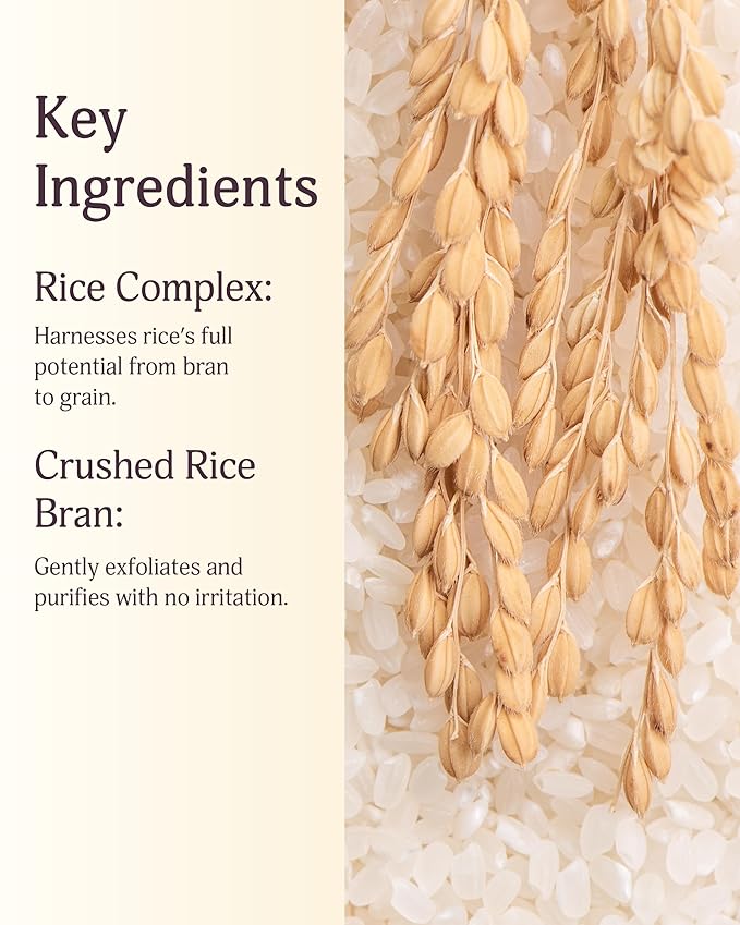 Rice Bran Foam Cleanser (Pack of 1, 5.1fl oz) - Facial Deep Cleansing Foam for Oily Skin. Smooth Skin with Gentle Scrub Formula for Men & Women, Korean Skin Care