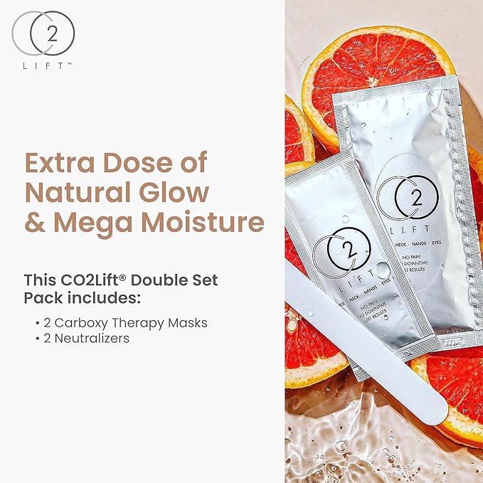 CO2Lift Carboxy Gel Treatment Facial Mask for Radiant Youthful Skin, Advanced Skincare for Puffy Eyes, Dark Circles, Fine Lines and Wrinkles - 2 Packs