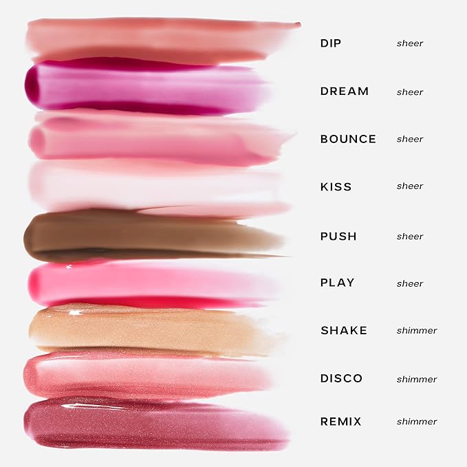 Saie Glossybounce - Hydrating Lip Gloss and Tinted Lip Oil Hybrid with Hyaluronic Acid & Jojoba Oil for Non-Sticky, Ultra-Shiny, Plump & Soft Lips - Everyday Makeup Essential - Bounce (.17 oz)