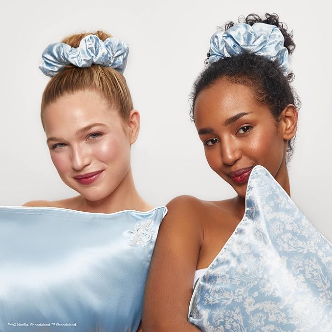 Kitsch x Bridgerton Satin Pillowcase with Zipper for Hair Skin, Softer Than Silk Pillow Cases, Wrinkle-Free, Cooling Satin Pillow Covers, Bridgerton - Toile De Blue, Standard Size (19"x26")