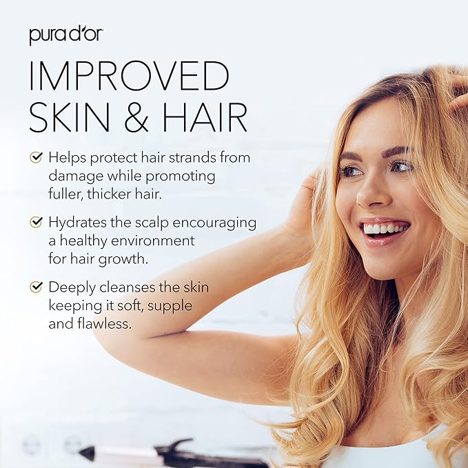 PURA D'OR 16 Oz ORGANIC Castor Oil - 100% Pure USDA Certified Cold Pressed, Hexane Free Eyelash & Eyebrow Serum - For Fuller, Thicker Lashes & Brows - Skin & Hair Moisturizer - Bulk Size