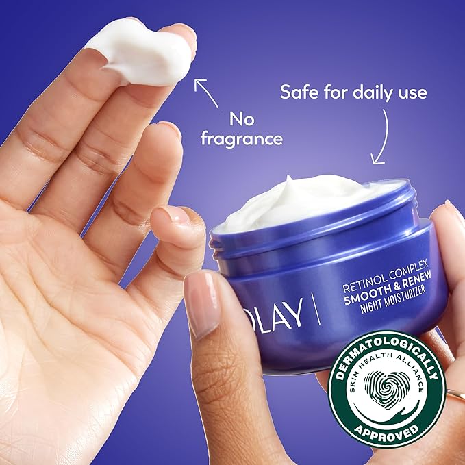 Olay Regenerist Retinol Face Moisturizer, Smooth & Renew Cream for Women, Fragrance-Free - Anti-Aging, Anti-Wrinkle, Fine Lines, Tightening, Brightening - Recyclable Eco Jar, Non-Greasy, 2 Oz