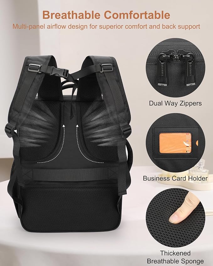 Relavel Makeup Backpack Extra Large Travel Train Case Professional Makeup Artist Kit Set Bag with 4 Clear Bags, Brush Storage Organizer Box with Dividers for Cosmetic Hair Tools Barber Supplies, Black