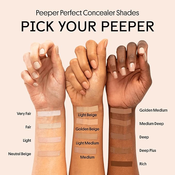 Winky Lux Peeper Perfect Under Eye Concealer, Makeup & Eye Brightener, Full Coverage Concealer for Dark Circles, Color Corrector & Eye Primer, With Collagen, Hyaluronic Acid & Vitamin E (Rich)