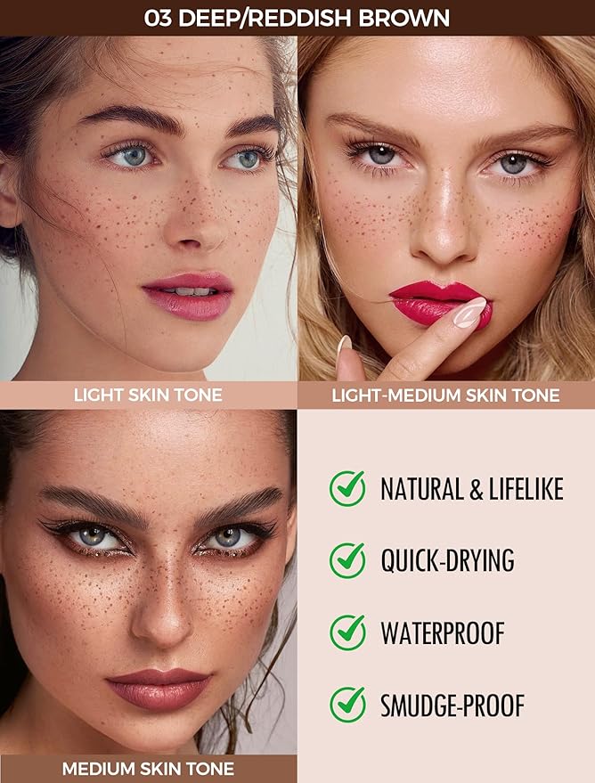 Anglicolor Freckle Pen, Freckle Stamp, Long Lasting, Waterproof, Smudge-proof, Transfer-proof, Easy Natural Sun-kissed Makeup, Suitable for All Skin Types, Vegan & Cruelty-Free (03#Deep, 1.5g)